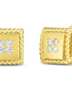 Roberto Coin 18k Yellow Gold Palazzo Ducale Satin Stud Earring With Diamond Accent