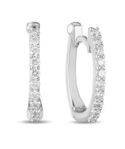 Roberto Coin 18K White Gold Huggie Earrings With Micro Pave Diamonds