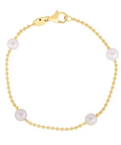 Roberto Coin 18K Yellow Gold 4 Pearl Station Bracelet