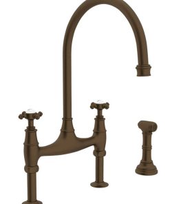 Rohl Perrin & Rowe Georgian Era Bridge English Bronze Kitchen Faucet With Sidespray