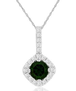 Royal Jewelry 14K White Gold Diamond & Russalite Pendant