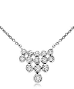 Royal Jewelry 14K White Gold Diamond Bezel Bubble Necklace