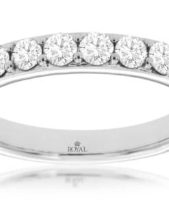 Royal Jewelry 14K White Gold Diamond Wedding Band