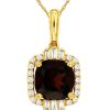 Royal Jewelry 14K Yellow Gold Diamond & Garnet Pendant