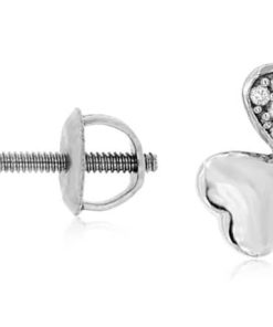 Royal Jewelry 14K White Gold Clover Earrings