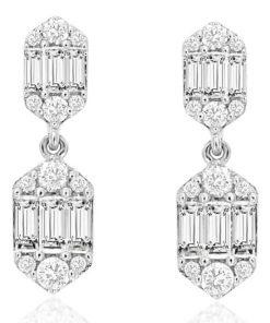 Royal Jewelry 14K White Gold Diamond Earrings