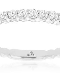 Royal Jewelry 14K White Gold Diamond Wedding Band
