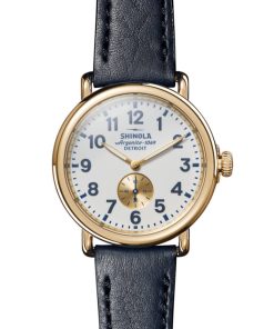 Shinola The Runwell White Dial Watch, Navy Leather Strap, 41mm