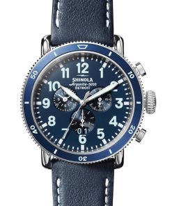 Shinola The Runwell Sport Chrono Midnight Blue Dial Watch, Navy Strap, 48mm