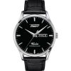 Tissot Heritage Visodate Powermatic 80 Black Dial Leather Strap Watch, 42mm