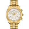 Tissot PR 100 Sport Chic Chronograph White MOP Dial w/ Diamonds Yellow Gold Bracelet Watch, 38mm