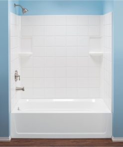 Mustee Topaz 3-Piece 60 In. L x 30 In. D (Bathtub) Tub Wall Kit in White (Tile Pattern)