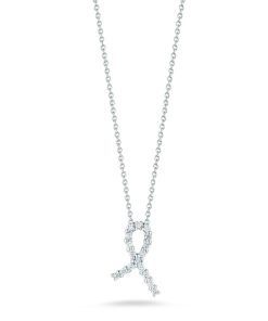 Roberto Coin 18K White Gold Hope Ribbon Pendant With Diamonds