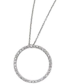 Roberto Coin 18K White Gold Small Diamond Circle Pendant