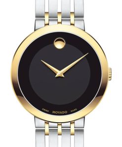 Movado Esperanza Matte Black Dial Two-Tone PVD SS Watch, 39mm