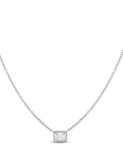 Roberto Coin 18K White Gold Emerald Cut Diamond Necklace