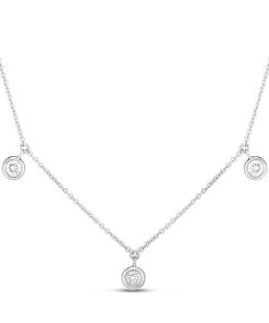 Roberto Coin 18K White Gold Five Diamond Drop Station Necklace