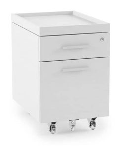BDI Centro 6407 Satin White On Oak 2-Drawer File Pedestal