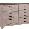 Vaughan-Bassett Bungalow Dover Grey And Folkstone 6 Drawer Double Dresser