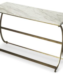 Butler Specialty Company Pamina Travertine And Antique Gold Console Table
