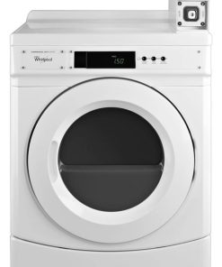 Whirlpool ADA 27" White Commercial Electric Front-Load Dryer Featuring Factory-Installed Coin Drop With Coin Box