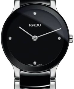 Rado Centrix Diamonds Quartz Black Dial Two-Tone Watch, 23mm