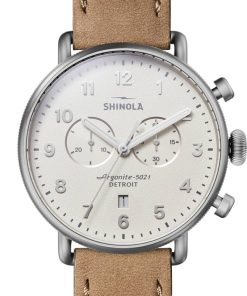 Shinola The Canfield Chrono 43mm Ivory Dial Sandblast Stainless Steel Womens Watch