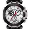 Tissot T-Race Chronograph White Dial Black Silicone Strap Watch, 43mm
