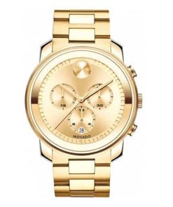Movado BOLD Chronograph Yellow Gold-Tone Metallic Dial & Ion-Plated SS Bracelet Watch, 44mm
