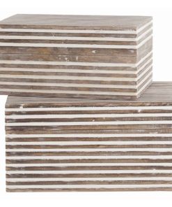 Arteriors Trinity Whitewashed Wood Set Of 2 Small Boxes