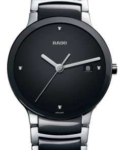 Rado Centrix Diamonds Quartz Black Dial Two-Tone Ceramic Watch, 38mm