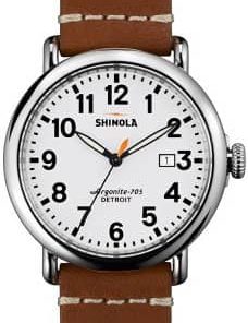 Shinola The Runwell White Dial Tan Leather Strap Watch, 41mm