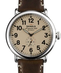 Shinola The Runwell Cream Dial Brown Leather Strap Watch, 47mm