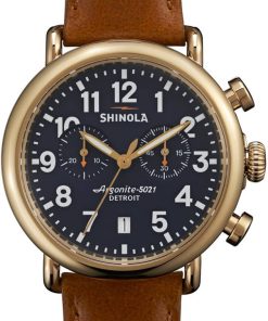 Shinola The Runwell Chrono Midnight Blue Dial Brown Leather Watch, 41mm