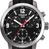 Tissot PRC 200 Chronograph Black Dial Silicone Strap Watch, 42mm