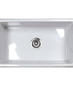 Rohl 18" Shaws Classic White Single Bowl Modern Undermount Fireclay Kitchen Sink