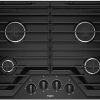 Whirlpool 30" Black Gas Cooktop With EZ-2 Hinged Cast-Iron Grates