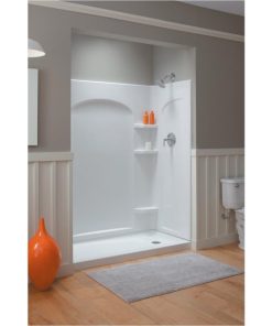 Sterling Ensemble 31-1/4 In. W x 72-1/2 In. H x 1-1/4 In D Curved Shower End Wall Set in White