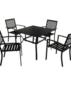 Outdoor Expressions 5-Piece Black Slat Dining Set