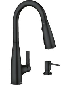 Moen Haelyn Single-Handle Pull-Down Kitchen Faucet ColorCue Temperature, Matte Black