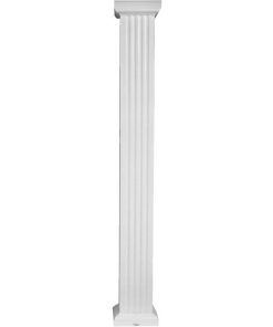 Crown Column 8 In. x 9 Ft. White Powder Coated Square Fluted Aluminum Column