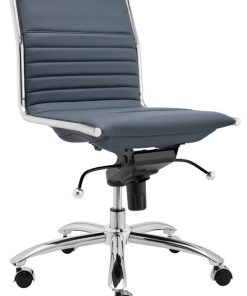 Euro Style Blue Dirk Low Back Without Armrests Office Chair