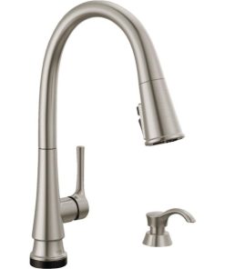 Delta Corwin Single Handle Pull-Down Kitchen Faucet with Soap Dispenser, Stainless
