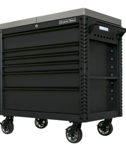 41" 6 Drawer Stainless Steel Sliding Top Deluxe Tool Cart with Bumpers, Matte Black with Black Drawer Pulls