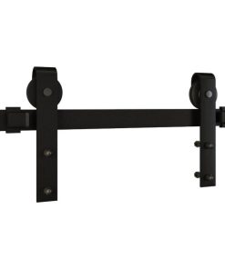 National 927 72 In. Matte Black Designer Interior Barn Door Kit with Soft Close