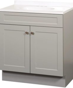 Zenith Zenna Home Cool Gray 36 In. W x 35 In. H x 18 In. D Shaker Vanity with White Cultured Marble Top