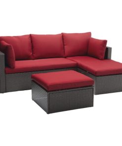 Outdoor Expressions Loft Red Wicker Sofa