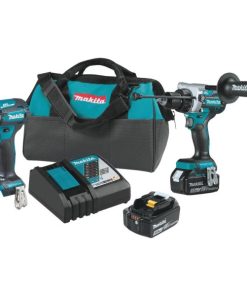 Makita 2-Tool 18 Volt LXT Lithium-Ion Brushless Hammer Drill/Driver & 4-Speed Impact Driver Cordless Tool Combo Kit