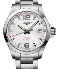 Longines Conquest V.H.P. Stainless Steel Case And White Dial Mens Watch