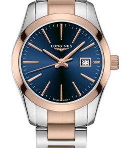 Longines Quartz Conquest Classic Two-Tone Watch, Blue Dial, 29.50mm